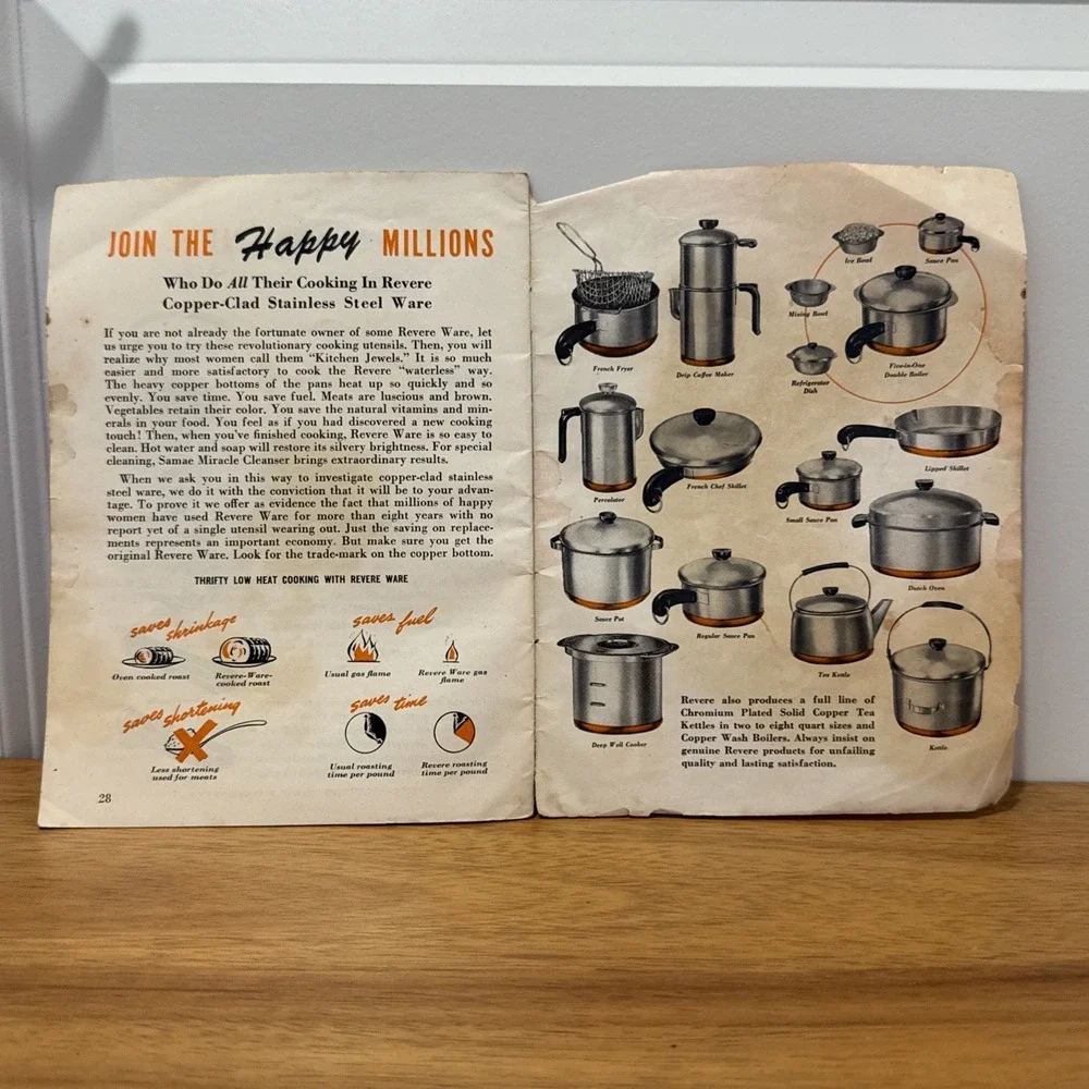 Revereware Vintage 1946 Pressure Cooker With All Parts Instructions DOUBLE RING